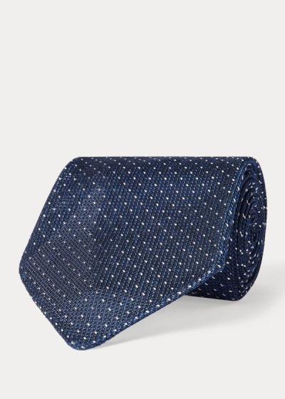Corbatas Ralph Lauren Hombre Azul Marino - Handmade Polka-Dot Silk - PTXCA0375